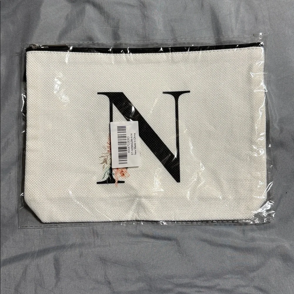 New N initial cosmetic pouch